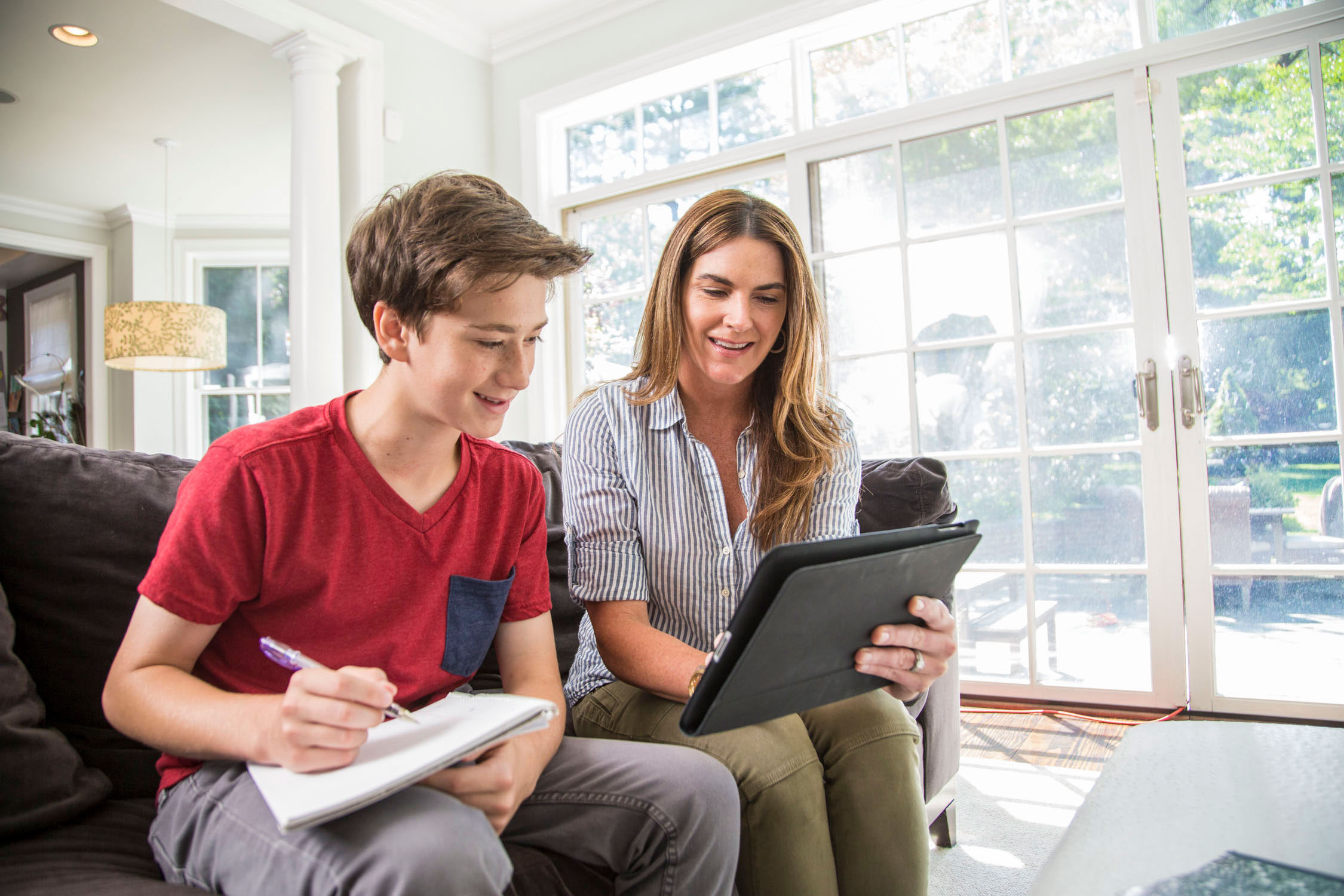 mother reading with son